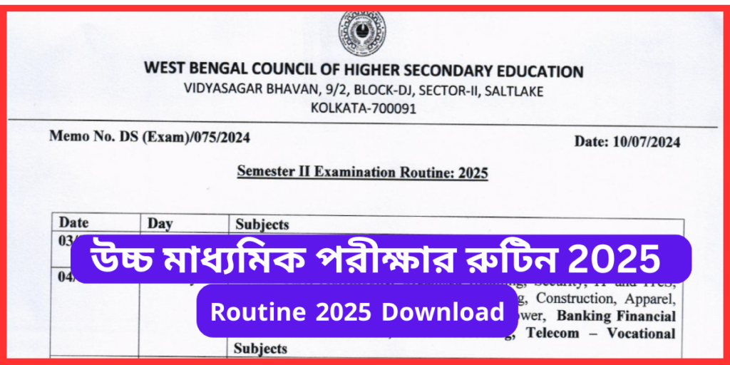 Wb Hs Exam Routine 2025