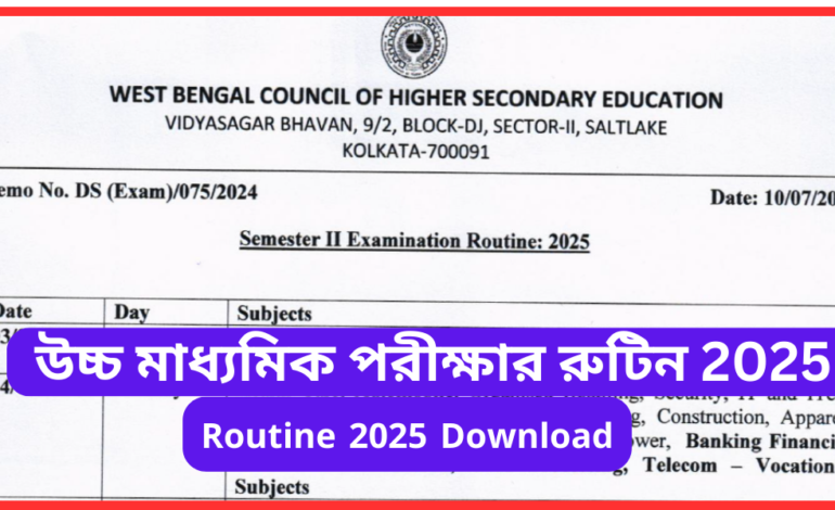 Wb Hs Exam Routine 2025, Wb Hs Exam Routine 2025 Download