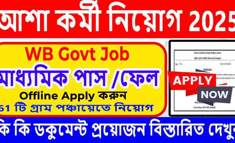 আশা কর্মী নিয়োগ 2025